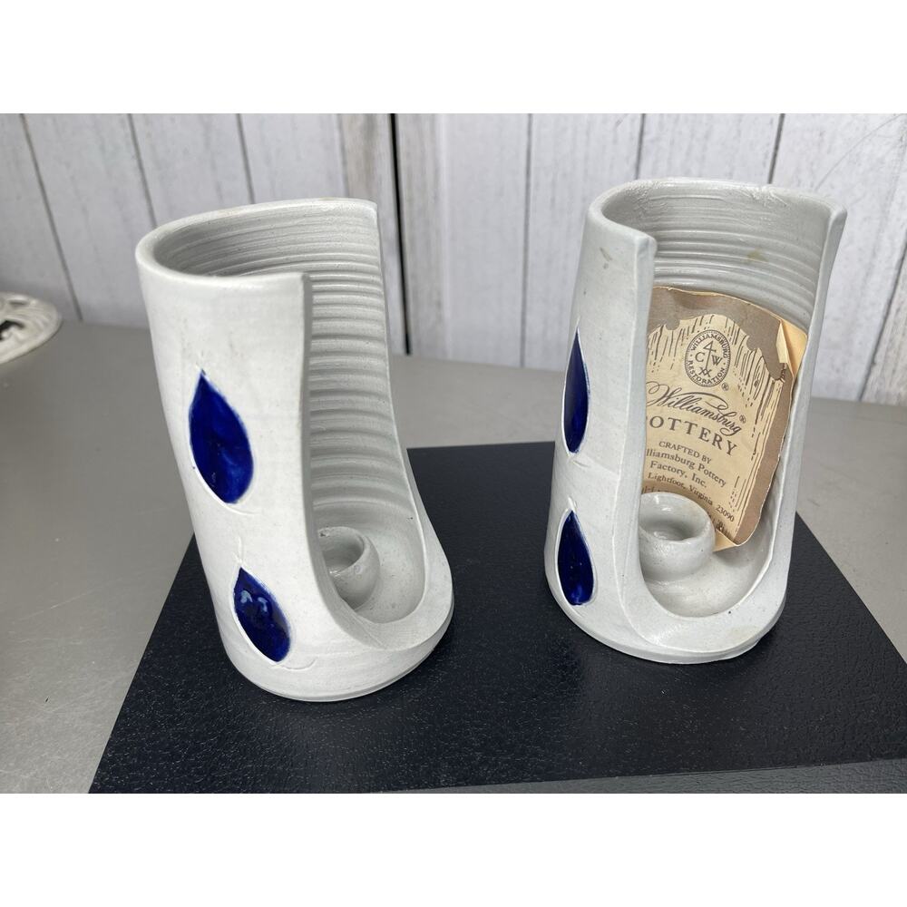 Vintage Williamsburg Glazed Ceramic Sconce Candleholders Set Of 2
